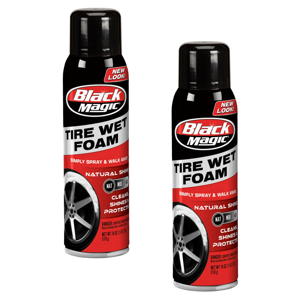 Black Magic Tire Wet Foam bottle cleans and shines tires in one step.