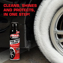 Black Magic Tire Wet Foam glossy-tire finish with long-lasting shine.
