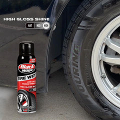 Black Magic Tire Wet Spray self-healing formula fills minor scuffs.