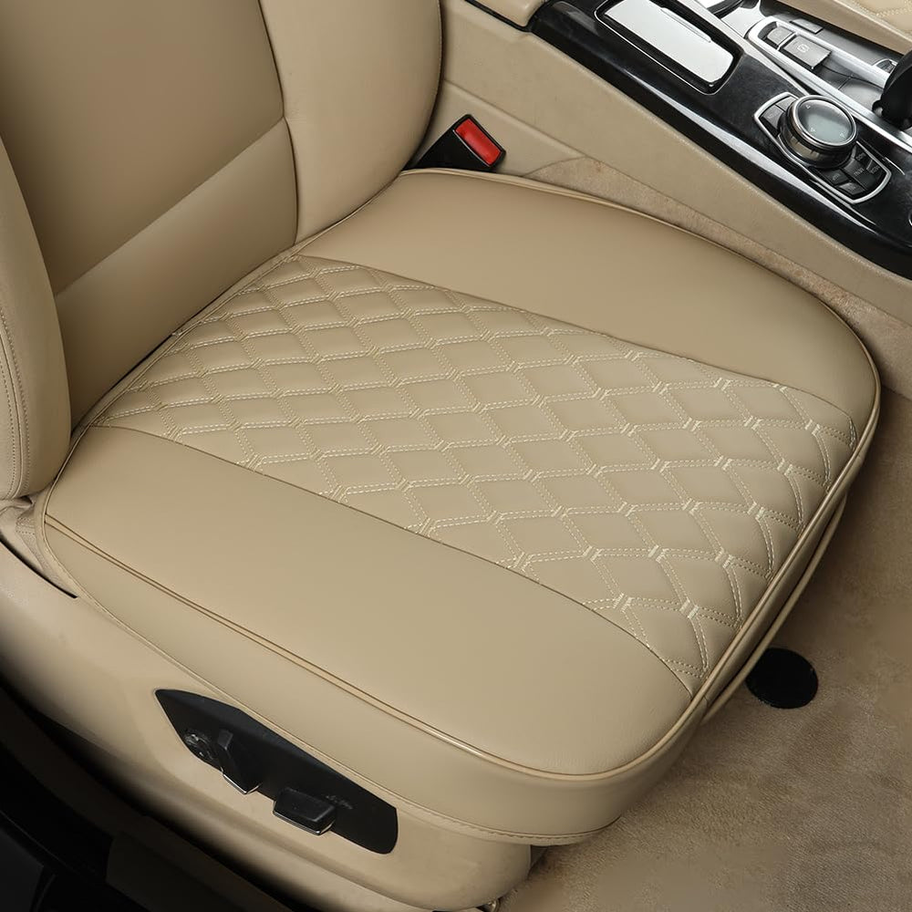 Black Panther PU car seat cover front-bottom-protector with anti-slip bottom for secure seating.