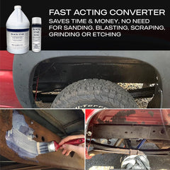 BLACK STAR MRO Chem Rust Converter after-coating finish on metal surface.