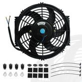 BLACKHORSE-RACING 10-inch slim fan front view enhances engine cooling with compact clearance.