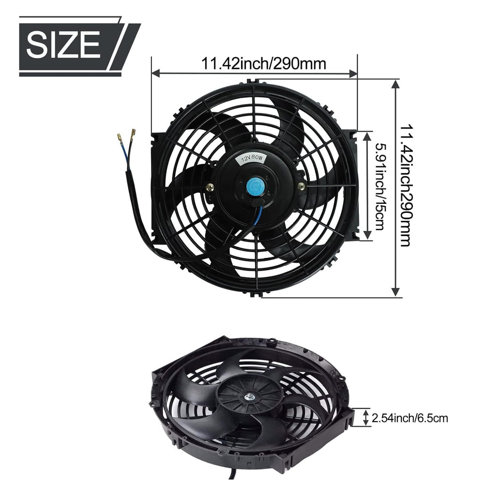 BLACKHORSE-RACING 10-inch slim fan side profile shows slim engine bay footprint.