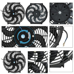 BLACKHORSE-RACING 12V 90W fan in side profile emphasizes powerful airflow.