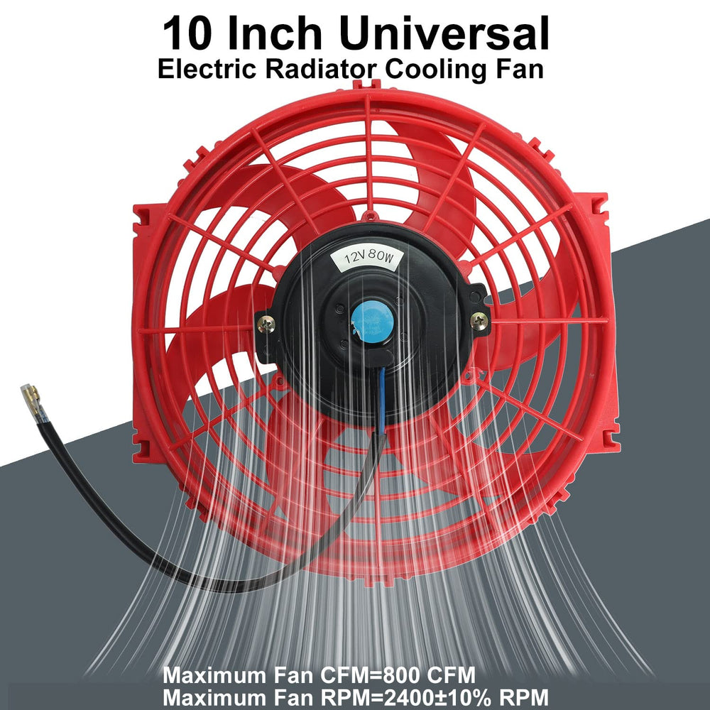 BLACKHORSE-RACING 12V radiator fan mount red enables universal fit.