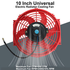 BLACKHORSE-RACING 12V radiator fan mount red enables universal fit.