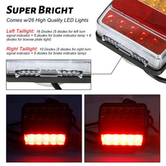BLACKHORSE-RACING LED magnetic trailer light kit 24 ft cable and 7-pin plug for versatile wiring.