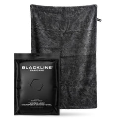Blackline drying towel 2ft by 3ft in action delivering streak-free results