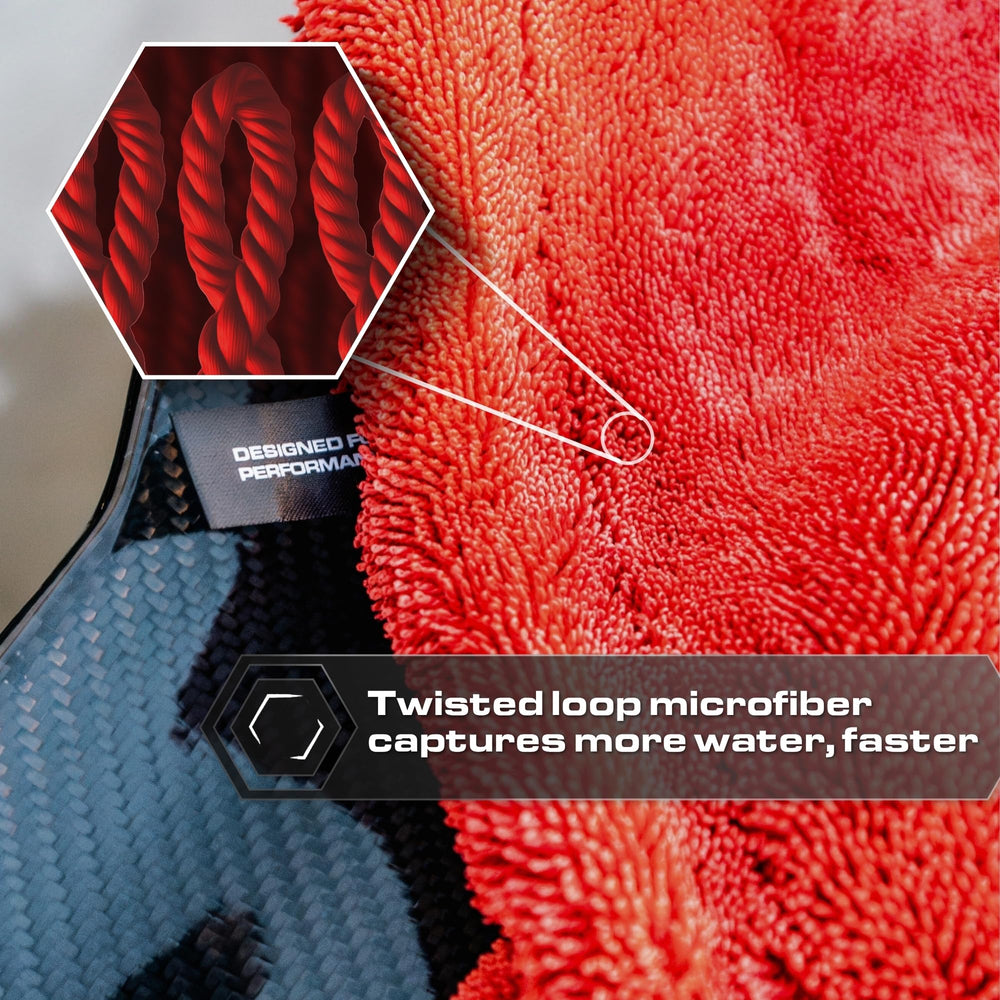 Blackline towel delivers streak-free results with zero water spots.