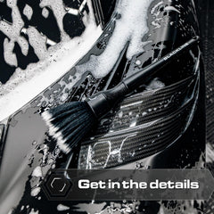 Blackline exterior brush cleans emblems, grills, and windows precisely.