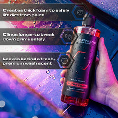 Blackline Extreme Foaming Shampoo creates luxurious lather with high-foam cling.