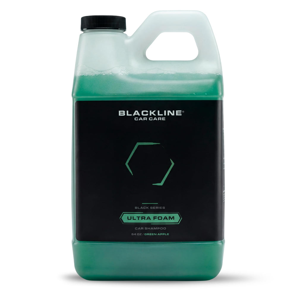 Blackline Extreme Foaming Shampoo bottle showing rich lather for deep cleaning