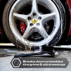 Blackline stiff bristle brush cleaning rubber mats and removing ground-in debris.