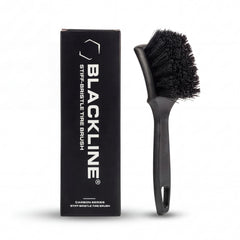 Blackline stiff bristle brush on tires for deep cleaning and embedded dirt.