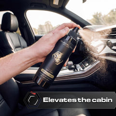Blackline Vanilla Bean air freshener on car dashboard for quick odor control