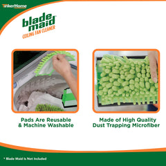 Blade Maid replacement pads attach easily to the ceiling fan cleaner tool for quick swaps.