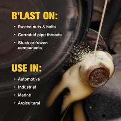 PB Blaster loosens stuck nuts and bolts for quicker disassembly