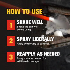 Blaster White Lithium Grease Spray shields metal components from rust.