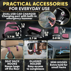 Bling Car Decor pink car charm hangs visibly for subtle flair.