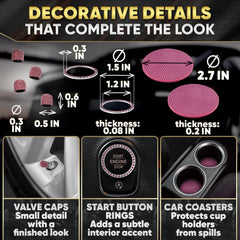Bling Car Decor pink dashboard trim detail enhances atmosphere with rhinestone sparkle.