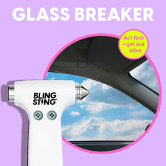 BLINGSTING hammer shown inside a car for ready access during emergencies.