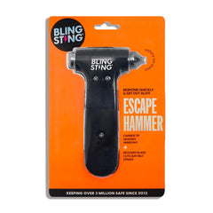 BLINGSTING safety hammer seat belt cutter enables quick vehicle exit.