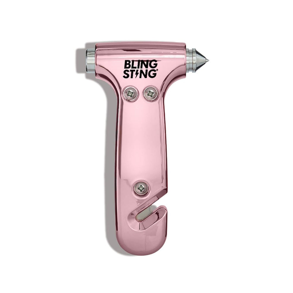 BLINGSTING safety hammer with window breaker for quick vehicle escape.