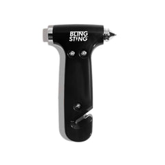 BLINGSTING Safety Hammer window breaker in action for rapid glass escape.