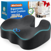 BlissTrends memory foam seat cushion close-up showing thick padding for comfort