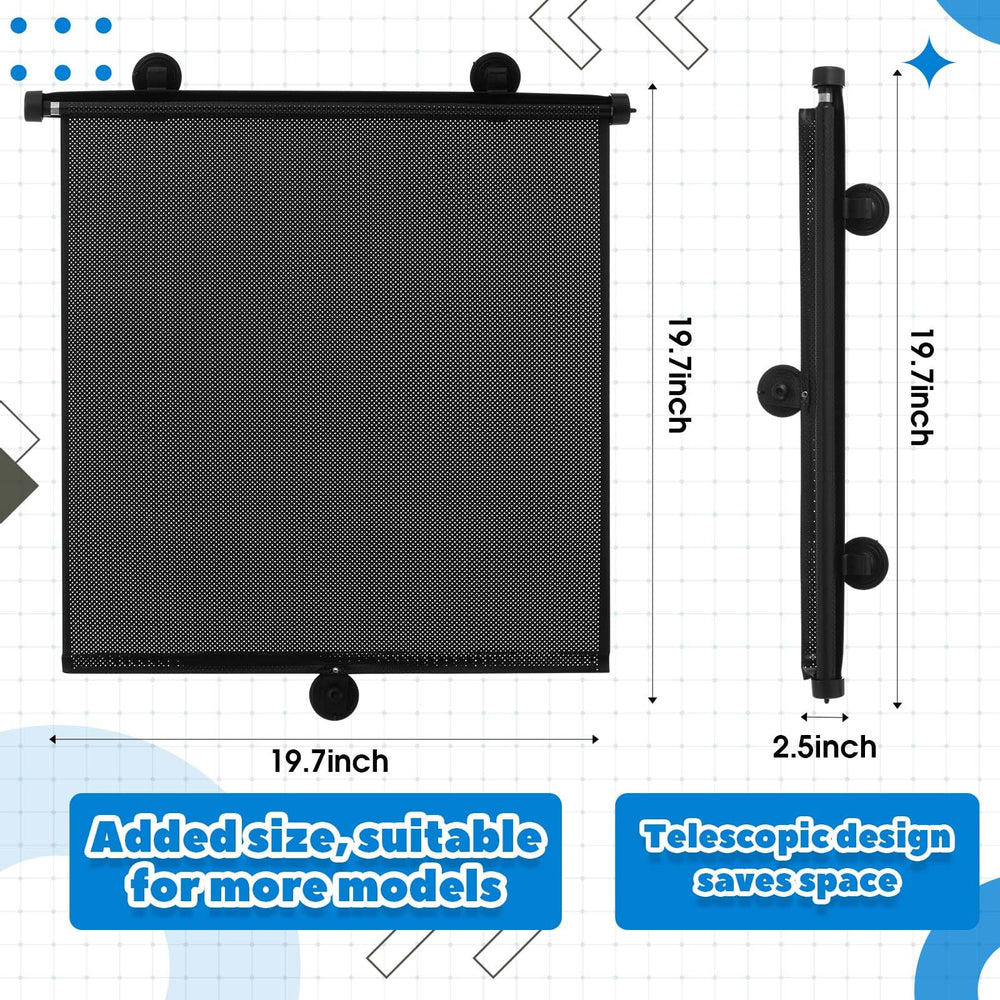 Wide 20-inch shade blocks heat and reduces glare inside the vehicle.