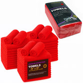 Blue Horizon red microfiber towels bulk pack ready for quick surface wipe-downs