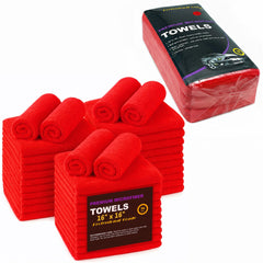 Blue Horizon red microfiber towels bulk pack ready for quick surface wipe-downs