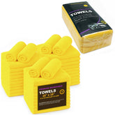 Blue Horizon yellow microfiber towel 36-pack for versatile cleaning tasks and detailing.