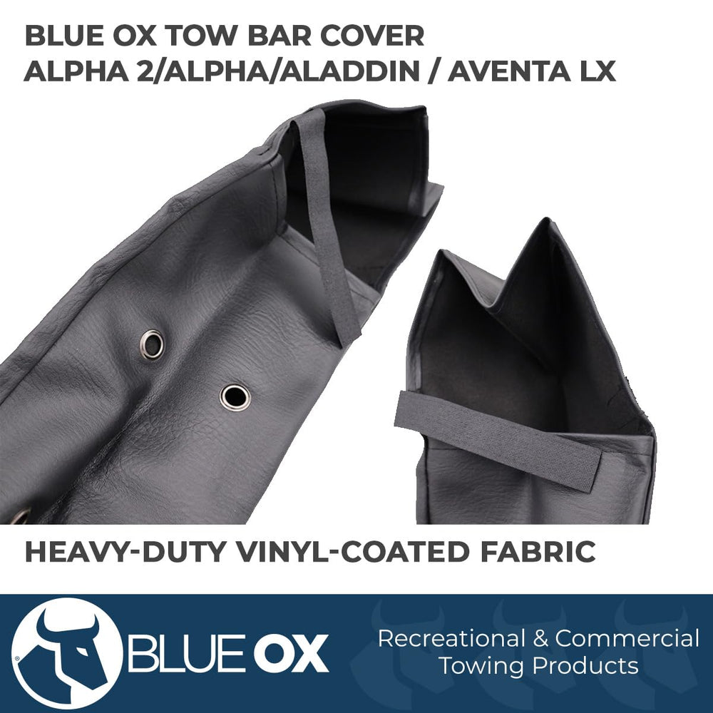 Blue Ox Tow Bar Cover fitting Aladdin demonstrates quick slip-on storage.