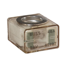 Blue Sea Systems terminal block, silver finish, compact design for tight battery compartments.