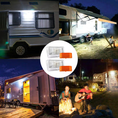 BlueFire led rv porch light showing a built-in ON/OFF switch for exterior control.