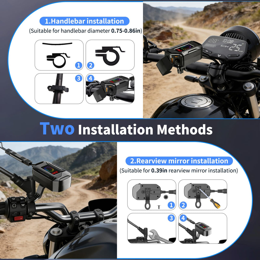 BlueFire IP56 waterproof charger withstands rain and splashes during rides.