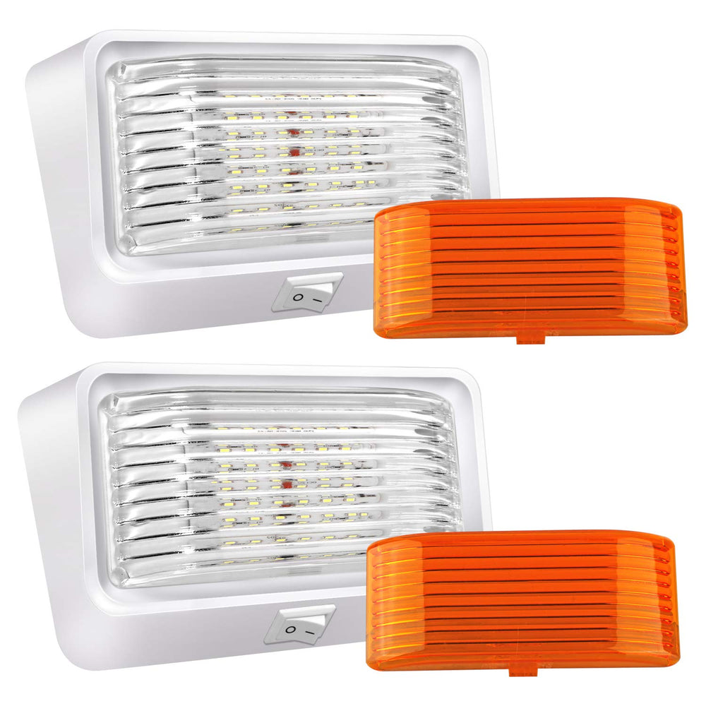 BlueFire rv porch light with amber lens for soft, glare-free nighttime visibility.