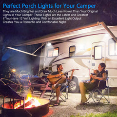 BlueFire rv porch light with clear lens for natural daylight-like illumination.