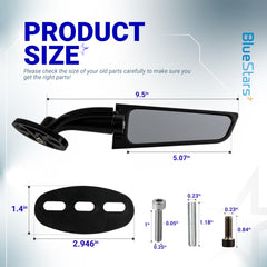BlueStars Stealth 360 rotation mirror demonstrates full adjustability for any riding position.