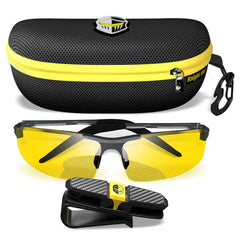 BLUPOND Knight Visor night-driving glasses with amber lenses reduce glare for clearer night driving