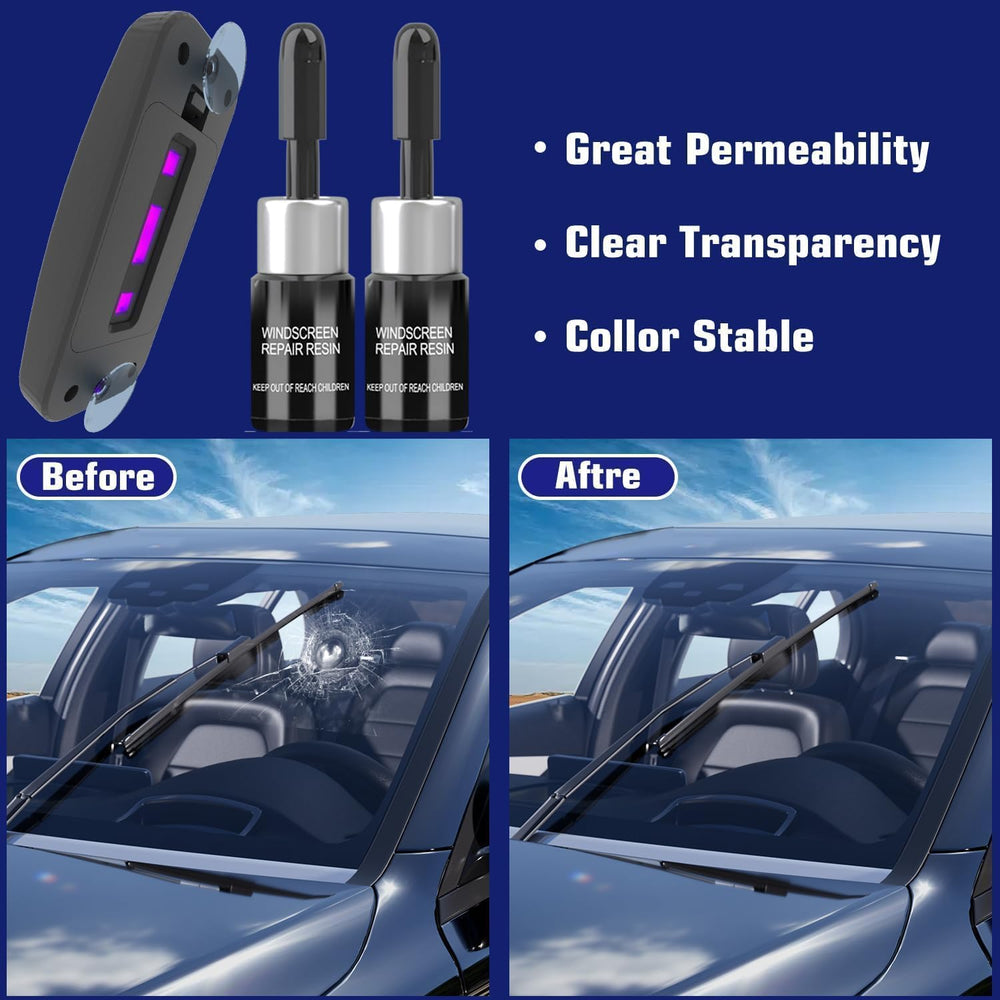 BLUTOKS Windshield Repair Kit UV curing light speeds 5–10 minute cure