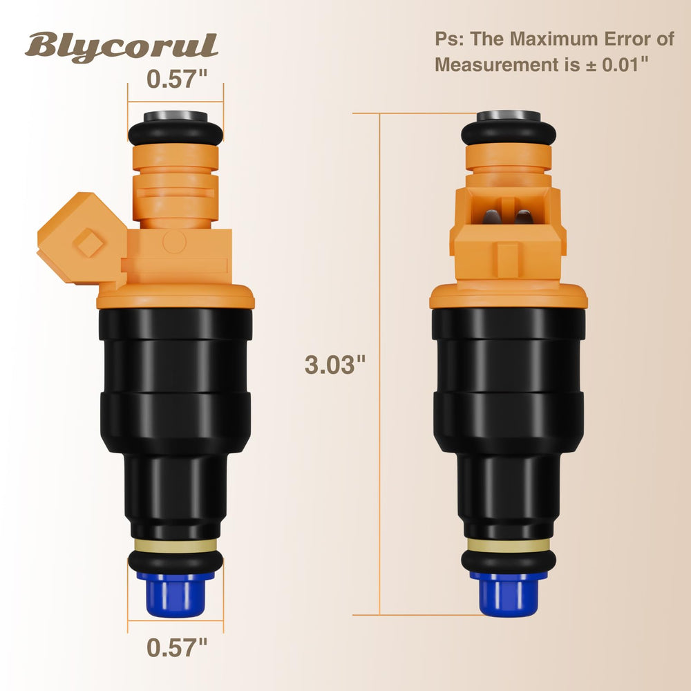 Blycorul fuel injectors ready for installation on a workshop bench.