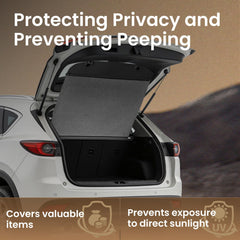 Blycorul retractable cargo shade offers privacy while maximizing trunk space in CX-5.