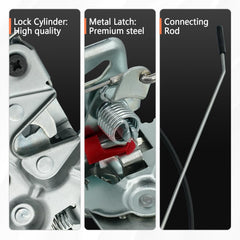 Blycorul steel door latch assembly with durable construction for long lifespan.