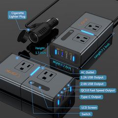 BMK inverter ports show 4 USB outlets for fast road charging.