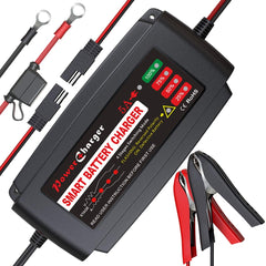 BMK battery tender box packaging for easy setup and storage.