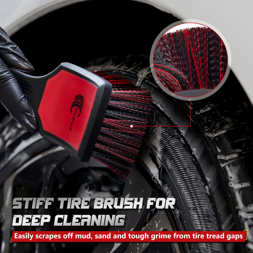 BMLEI stiff tire brush close-up for deep grime removal