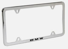BMW Laser Slimline license plate frame in polished stainless steel, for a seamless OEM look and durable finish