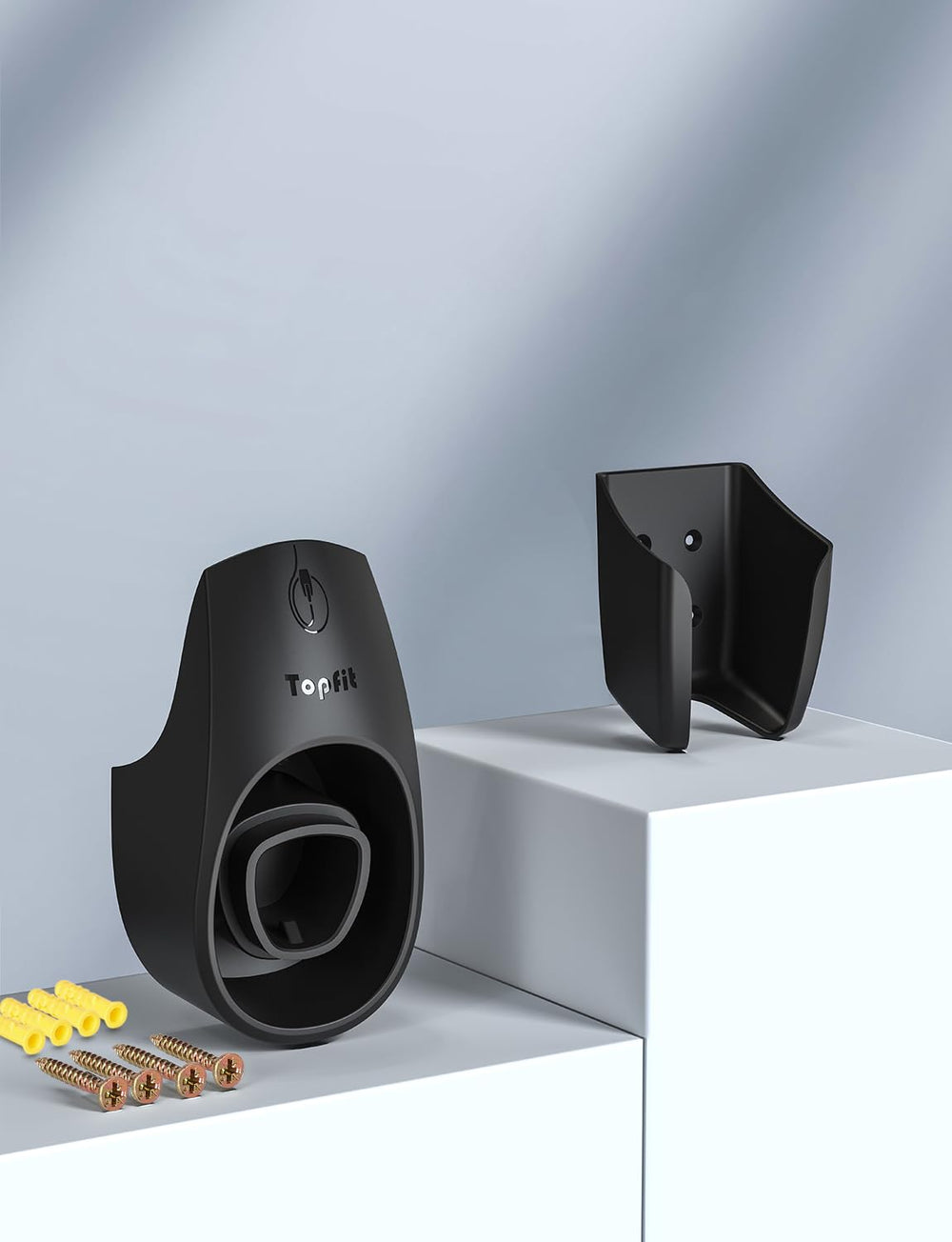 BMZX EV Charger Holder provides a snug charger-head fit to prevent unplugging.